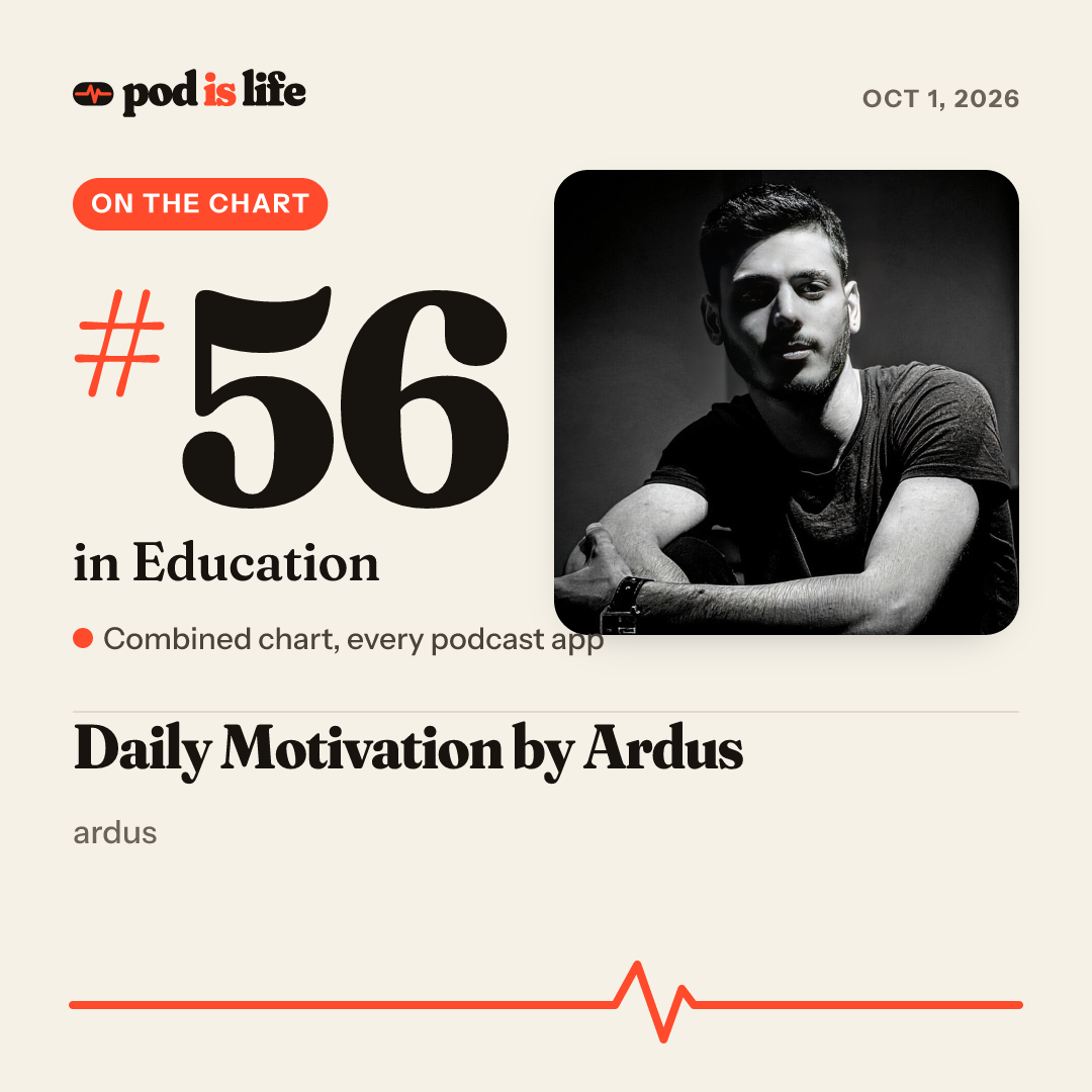 Share card: #56 in Education across every podcast app