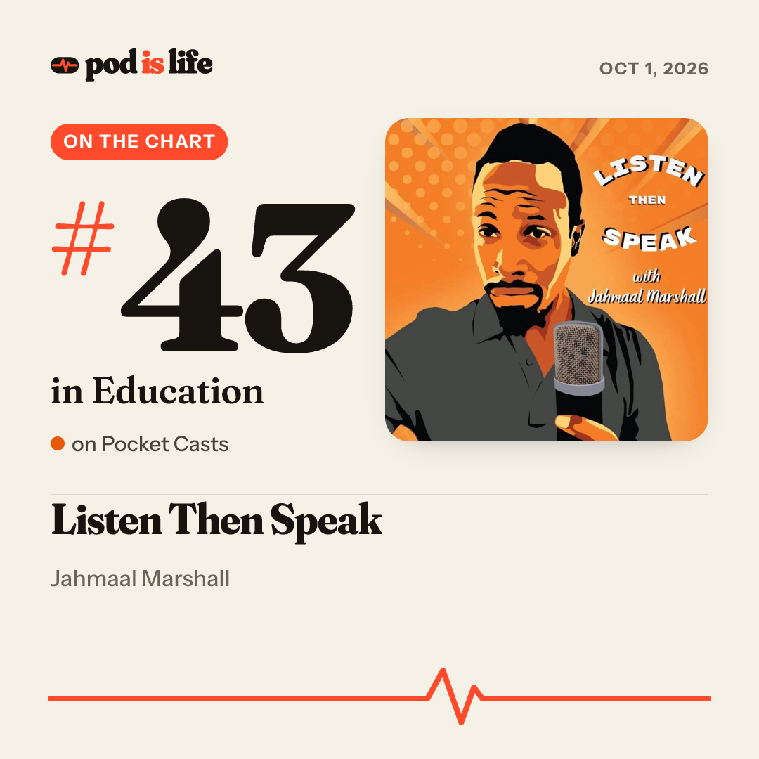 Share card: #43 in Education on Pocket Casts