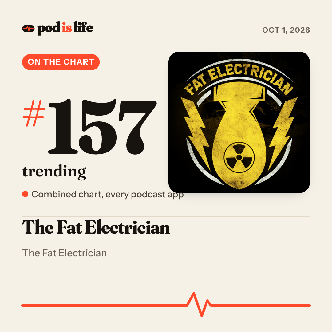 Share card: #157 trending across every podcast app