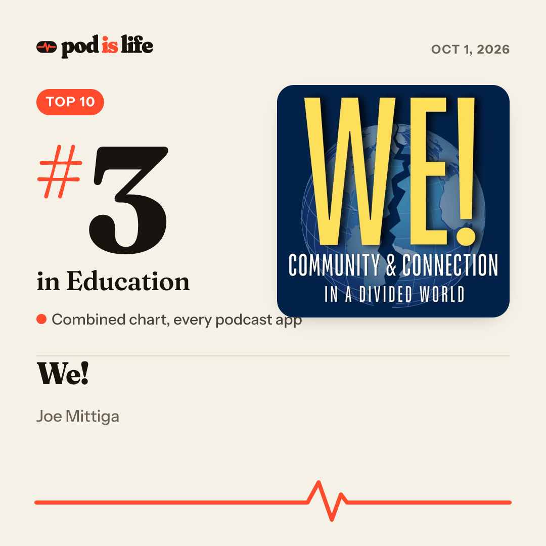 Share card: #3 in Education across every podcast app